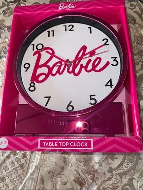 Barbie Hot Pink and White Table Clock